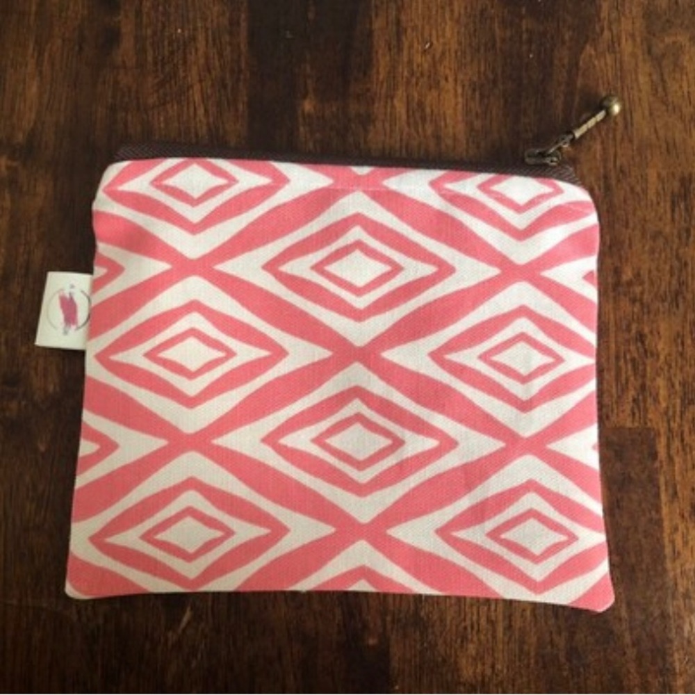 Hand made 100% cotton zipper pouch / makeup bag / change purse